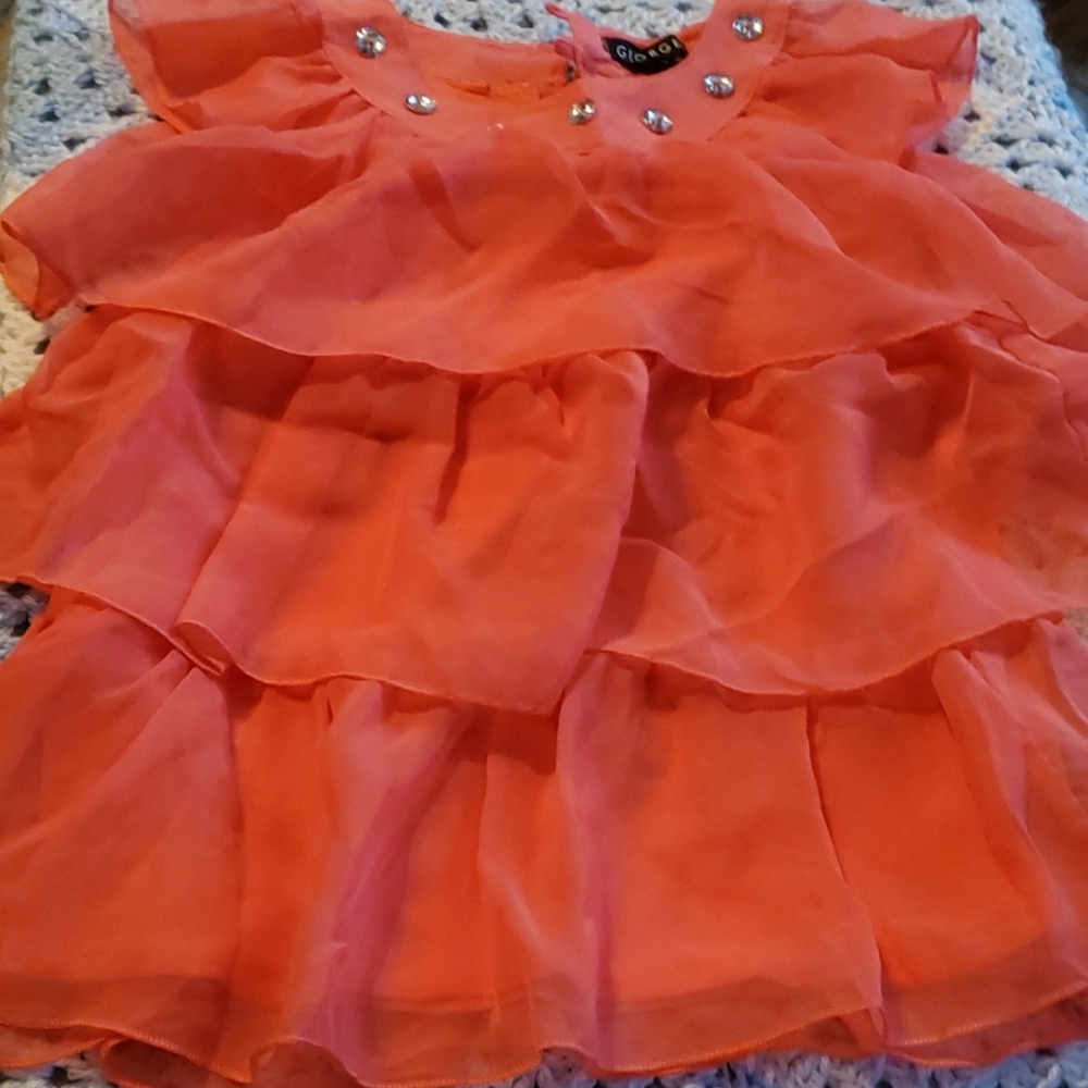 Peach/pink blousey tiered dress/tunic